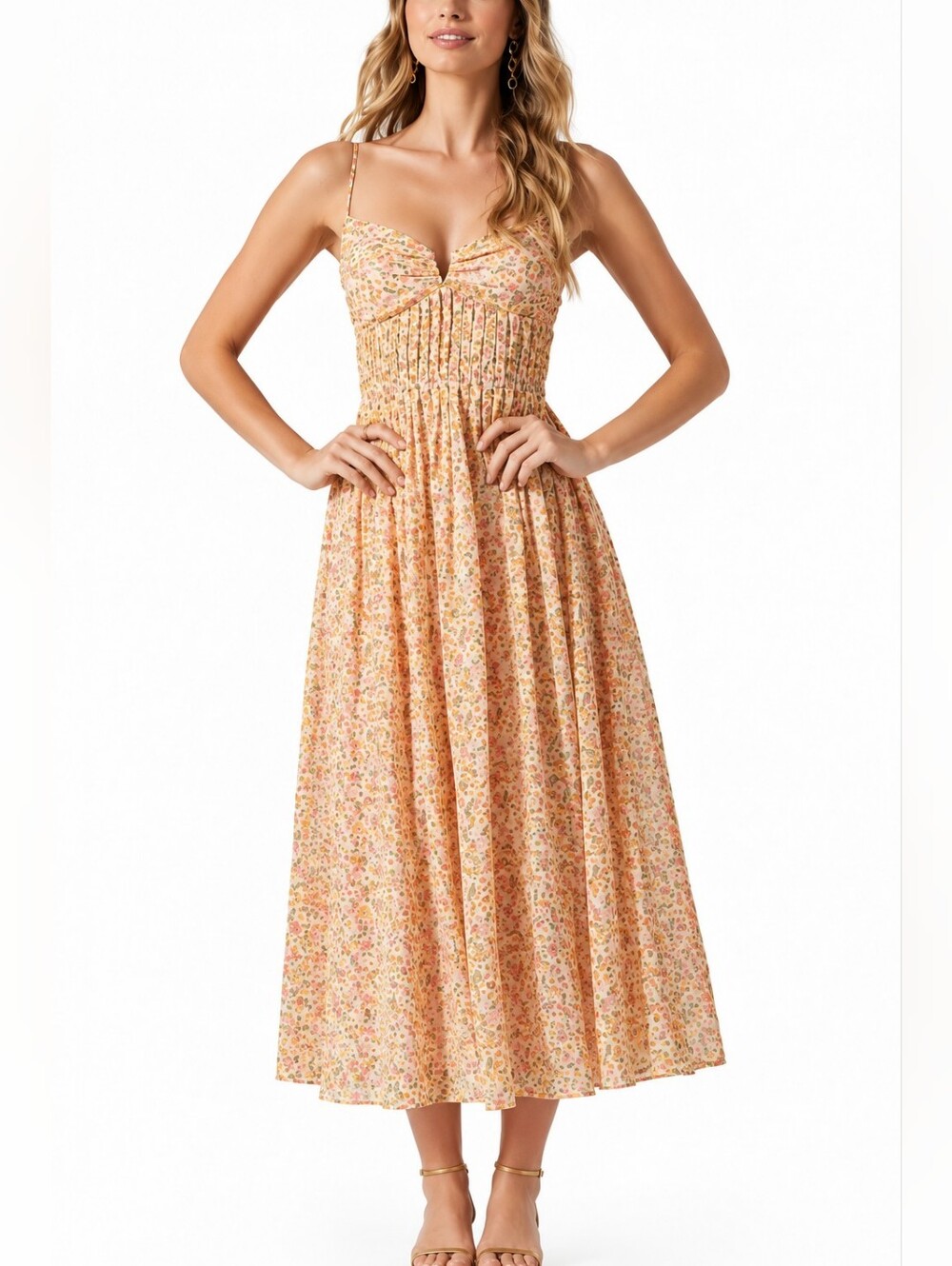 NWT ASTR THE LABEL Floral Print Pleated Wedding Guest Dress